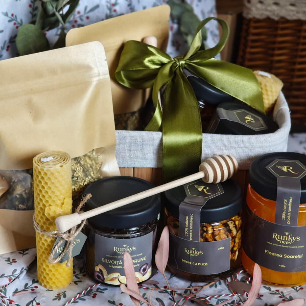 Coș cadou miere - 650g